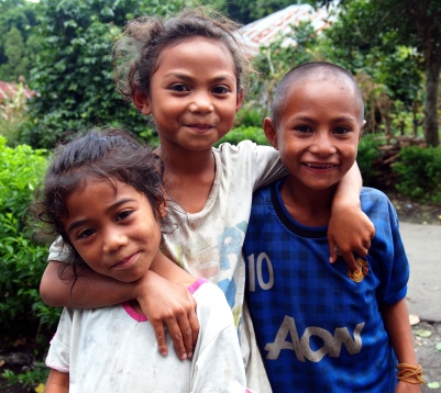 Children in a village near Bajawa