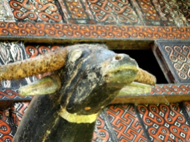 Buffalo ornament in front of a tongkonan