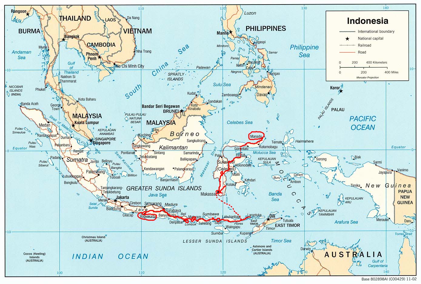 Map of my journey in Indonesia