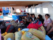 Inside the public boat to Bunaken, Sulawesi